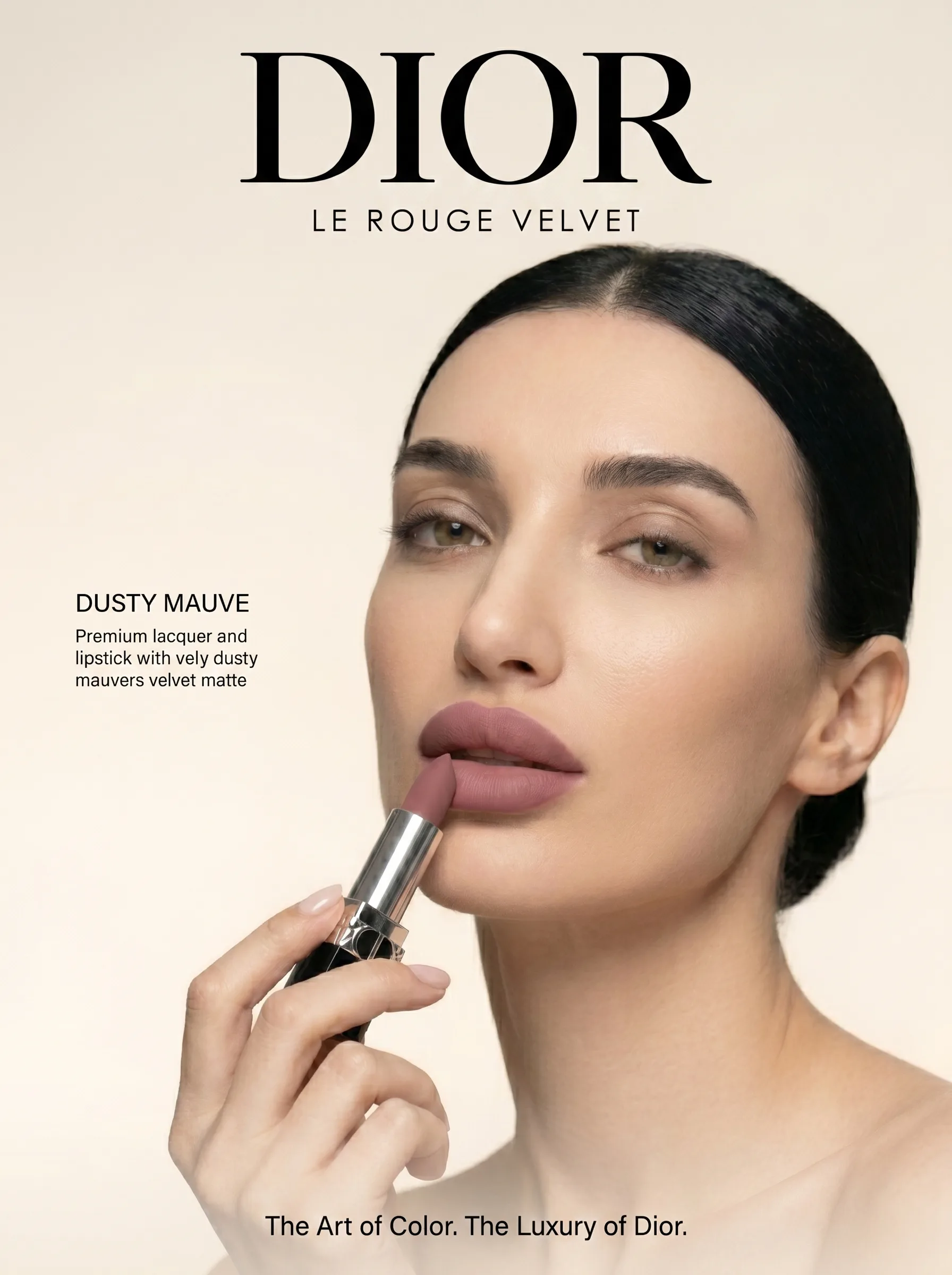 Anuncio de labial Dior con diseño elegante y sofisticado